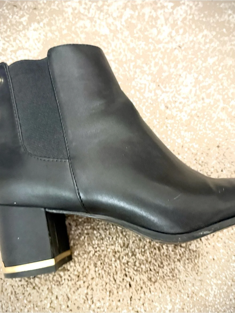 Calvin Klein Black Ankle Booties with Gold Trim